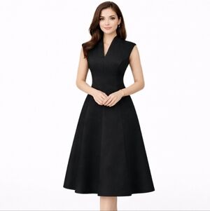 Marella | Ebe Art. 365 Black V Neck Sculpted Silhouette Lux Dress